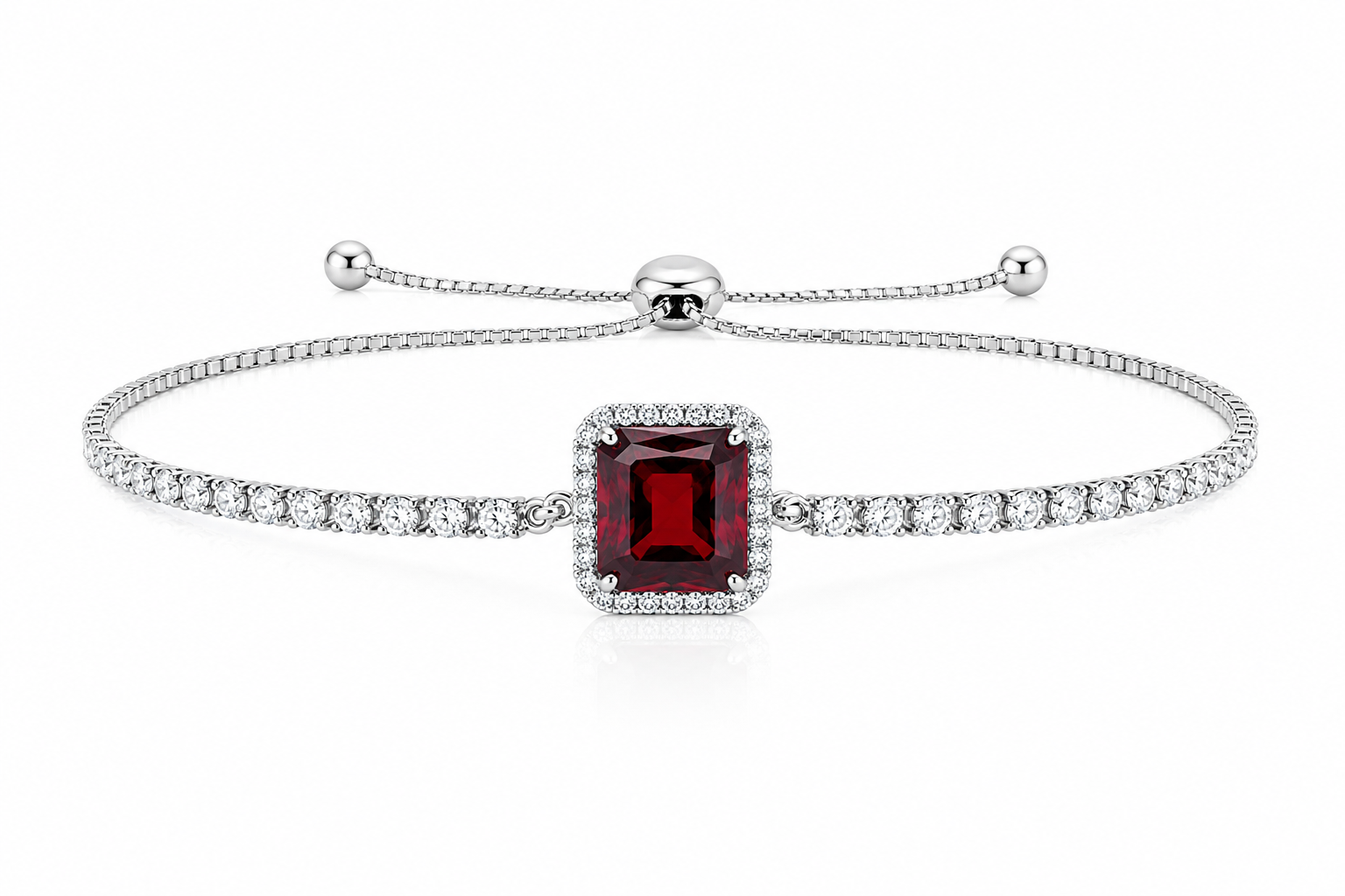 Crimson Halo Tennis Bracelet