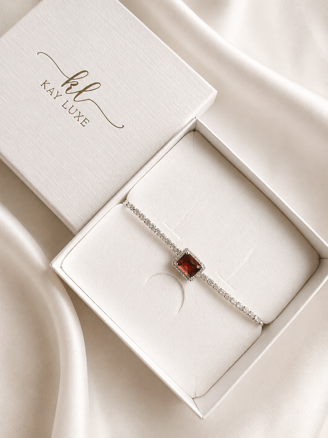 Crimson Halo Tennis Bracelet