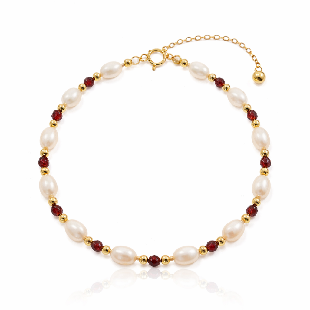 Garnet Pearl Bracelet