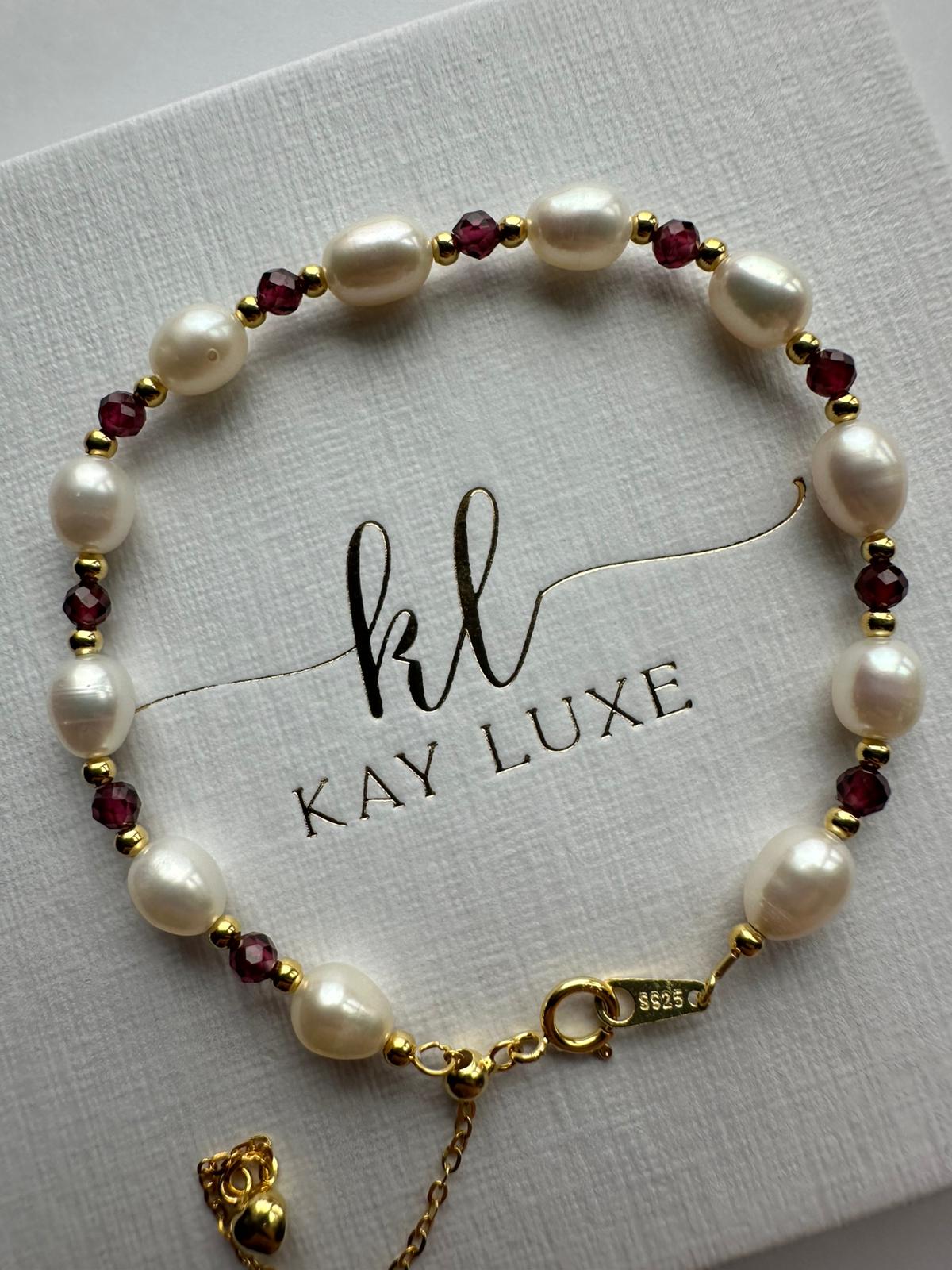 Garnet Pearl Bracelet