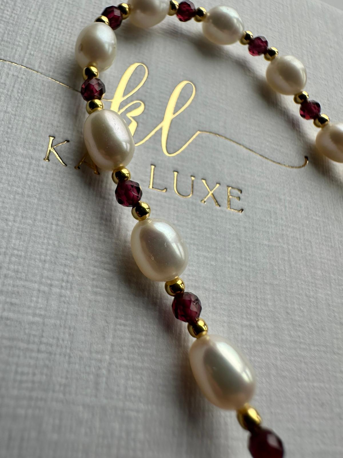 Garnet Pearl Bracelet