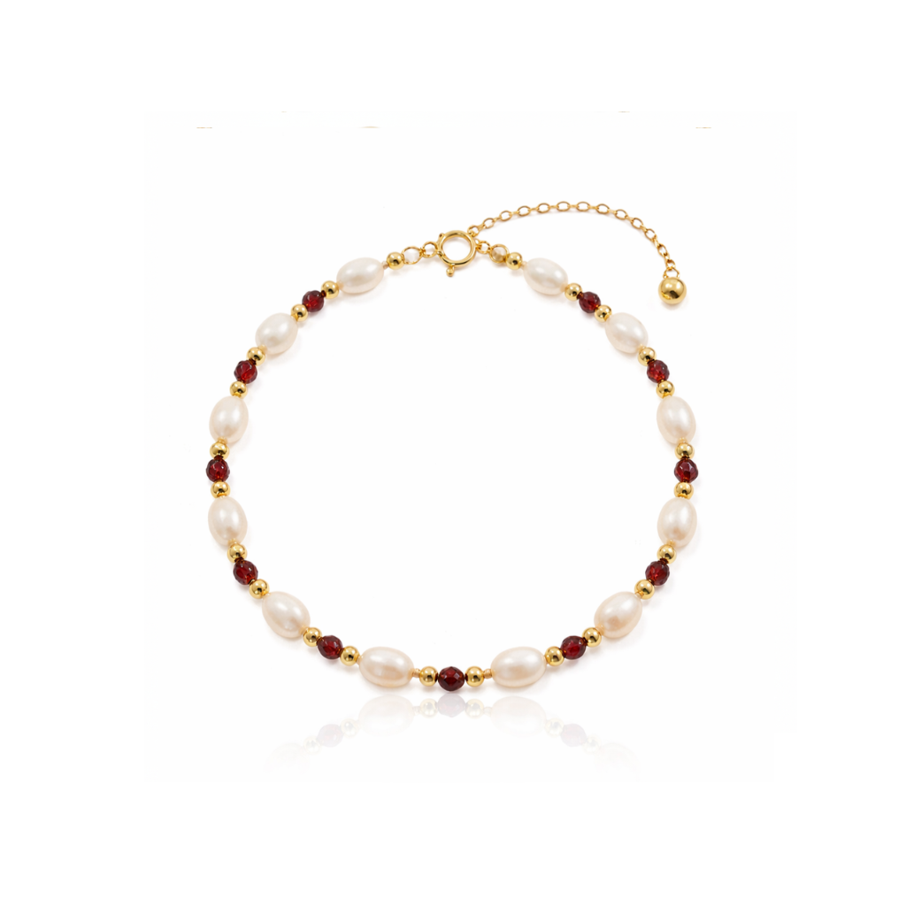 Garnet Pearl Bracelet