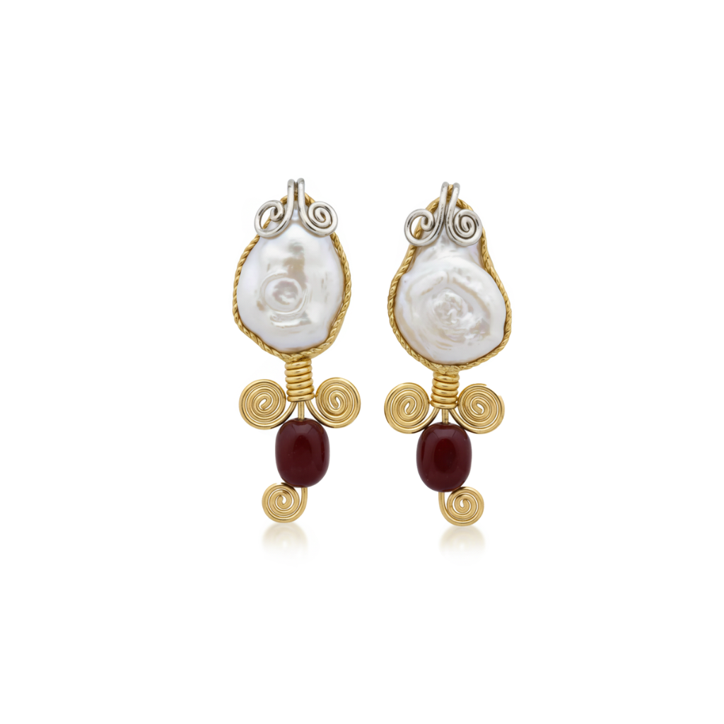 Crimson Spiral Drop Earring - Handmade
