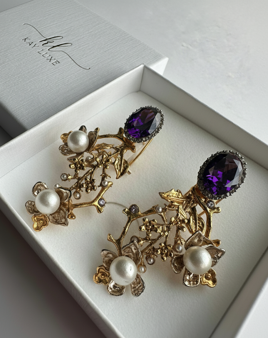 Amethyst Majesty Earrings - Handmade