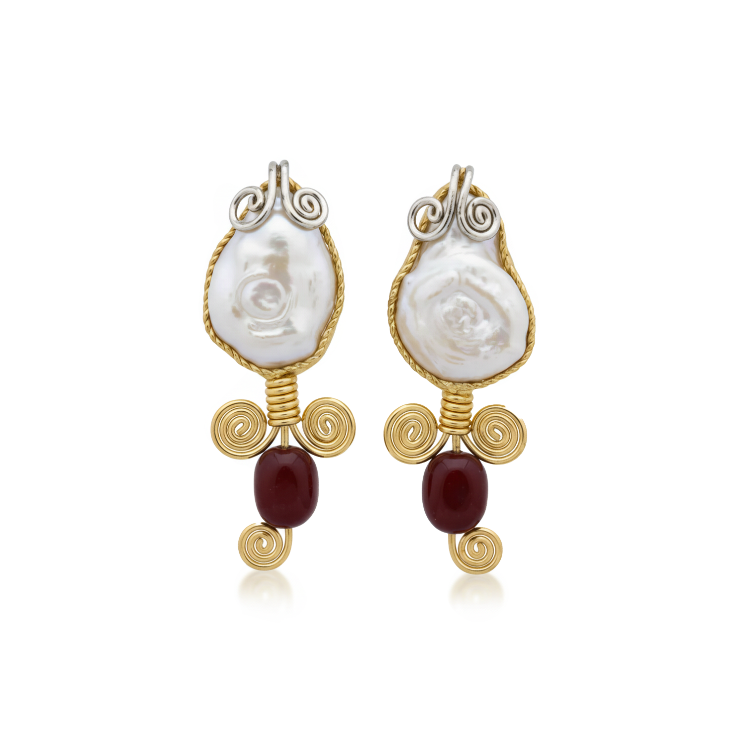 Crimson Spiral Drop Earring - Handmade