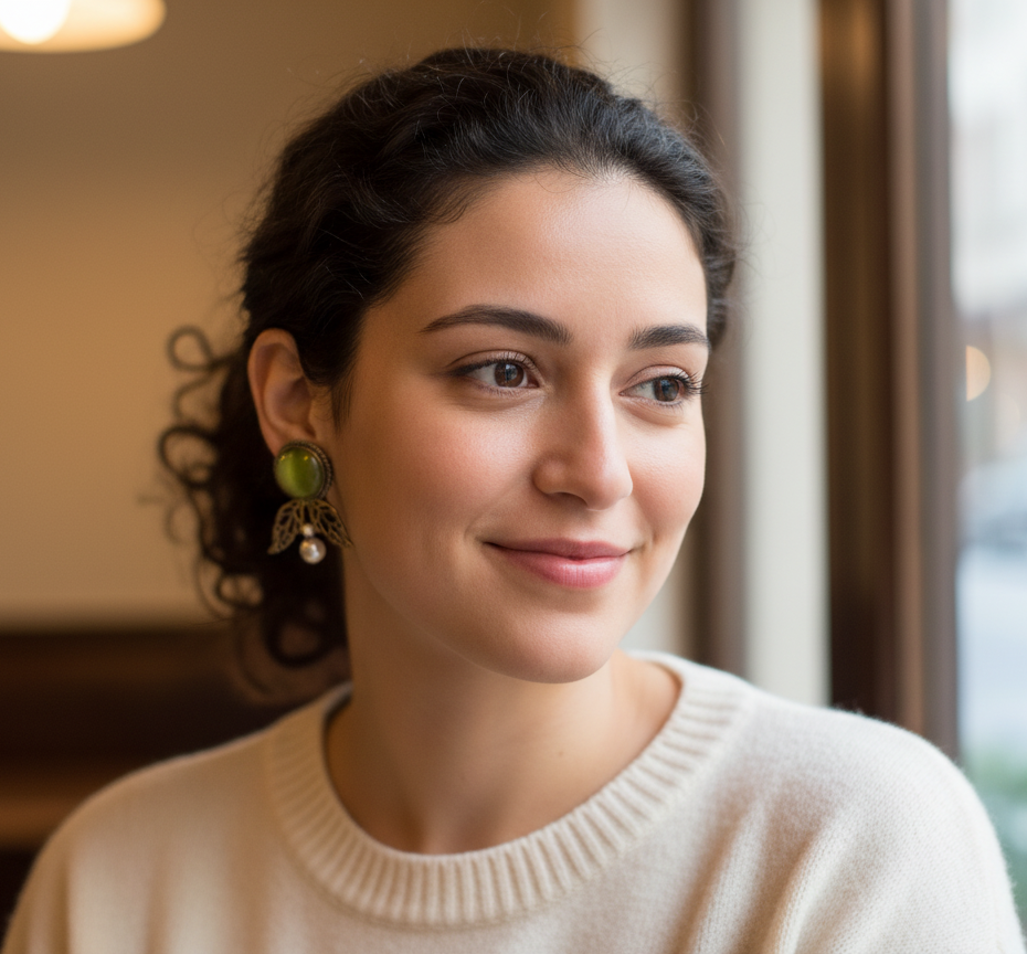 Verdant Glow Earrings - Handmade