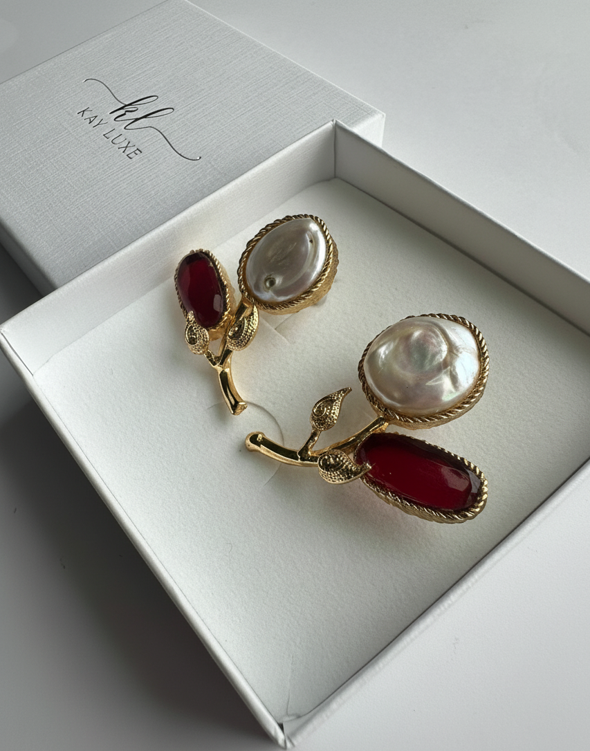 Garnet Earrings - Handmade