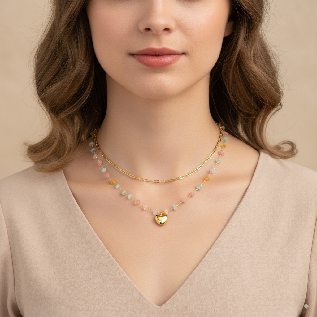 Daisy Drop Heart Necklace