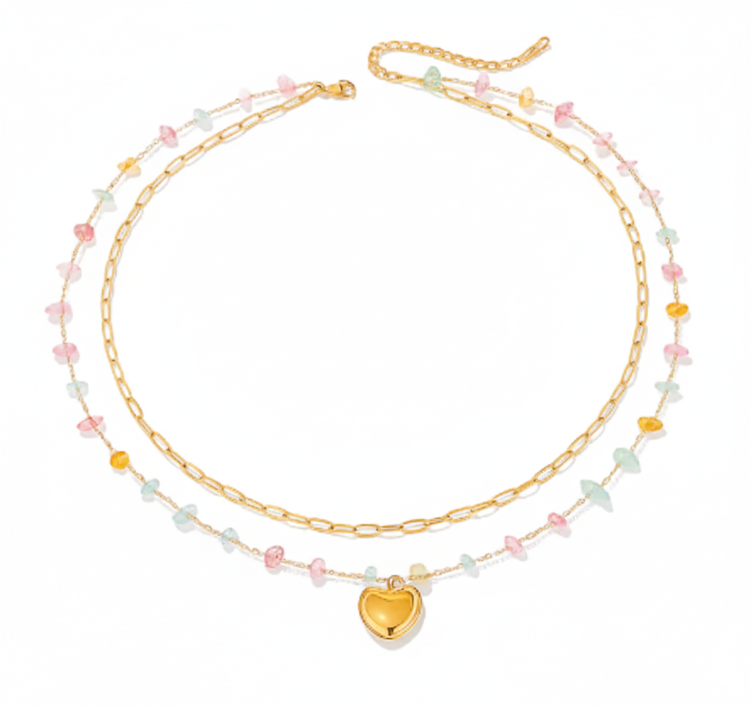 Daisy Drop Heart Necklace