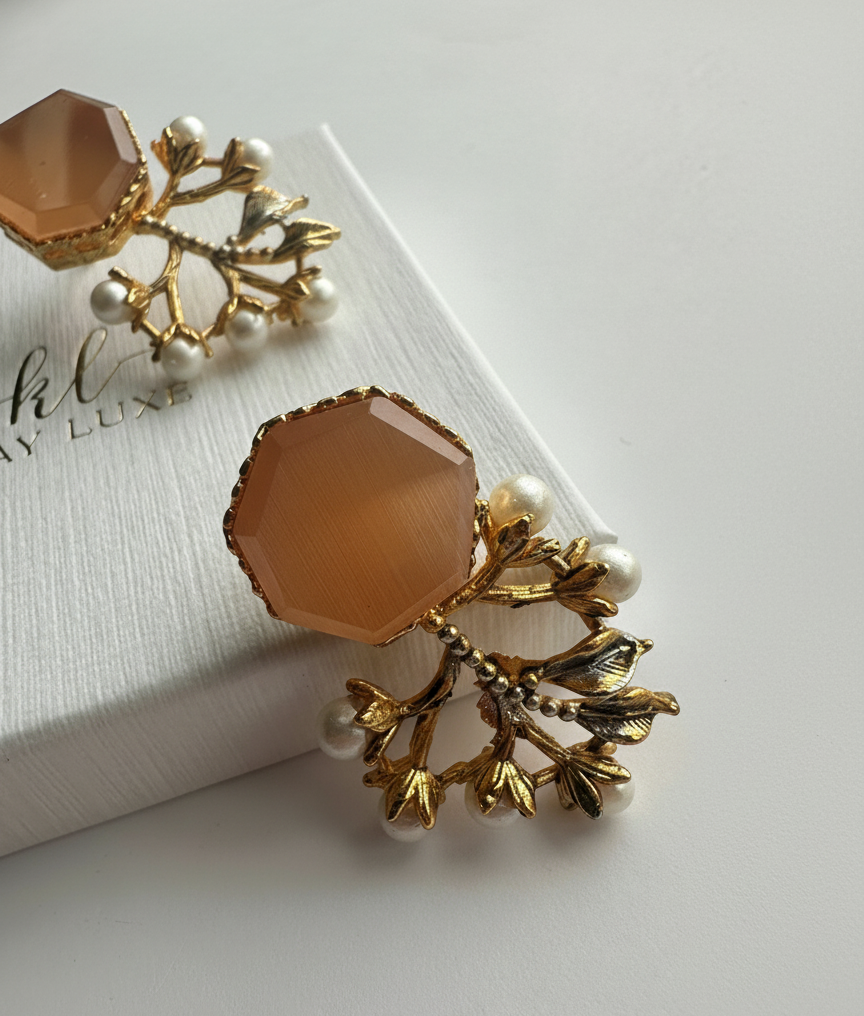 Peach Blossom Earrings - Handmade