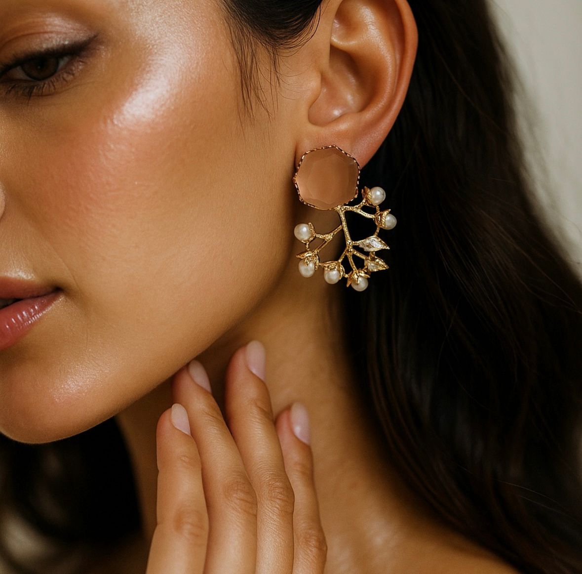 Peach Blossom Earrings - Handmade