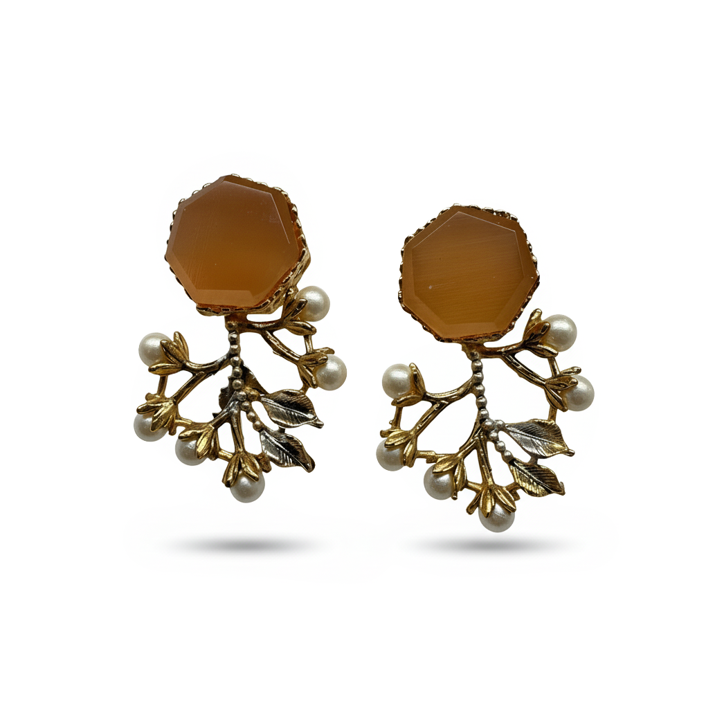 Peach Blossom Earrings - Handmade