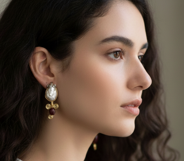 Crimson Spiral Drop Earring - Handmade