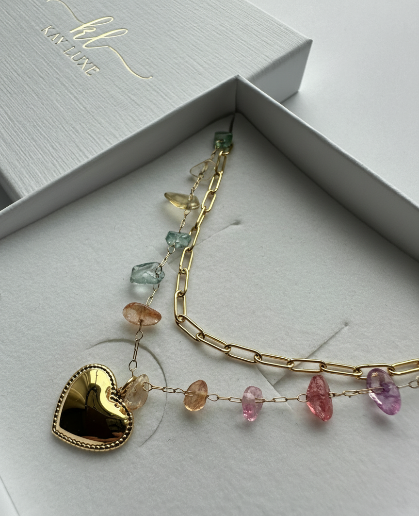 Daisy Drop Heart Necklace