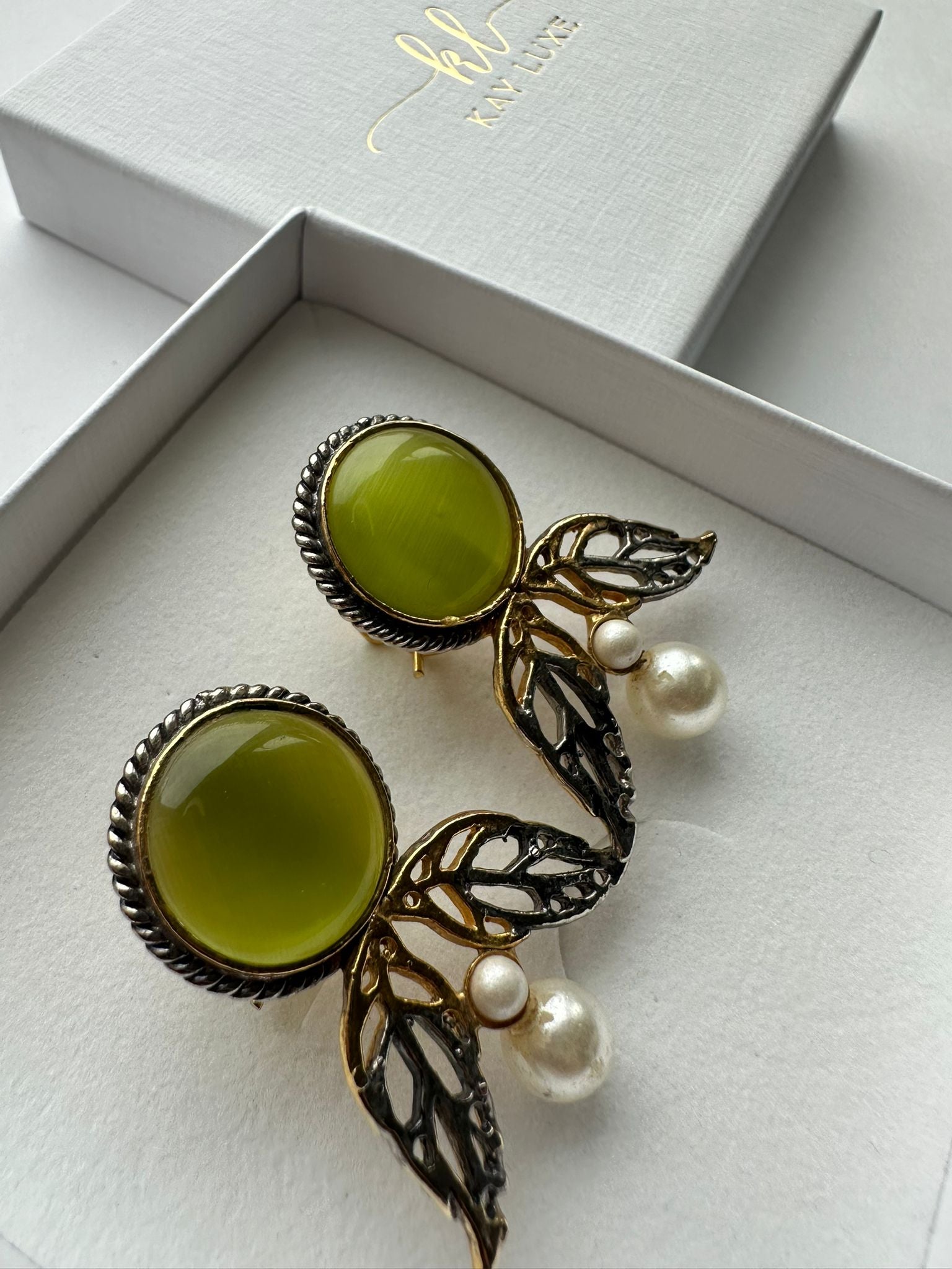 Verdant Glow Earrings - Handmade