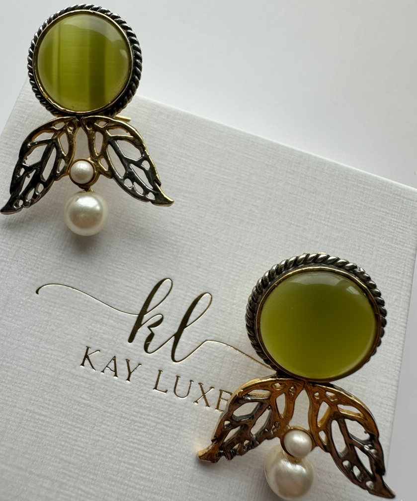 Verdant Glow Earrings - Handmade