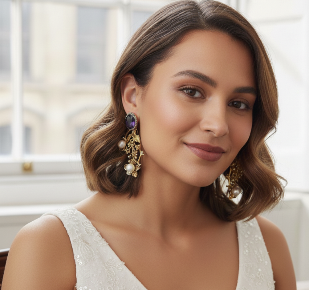 Amethyst Majesty Earrings - Handmade